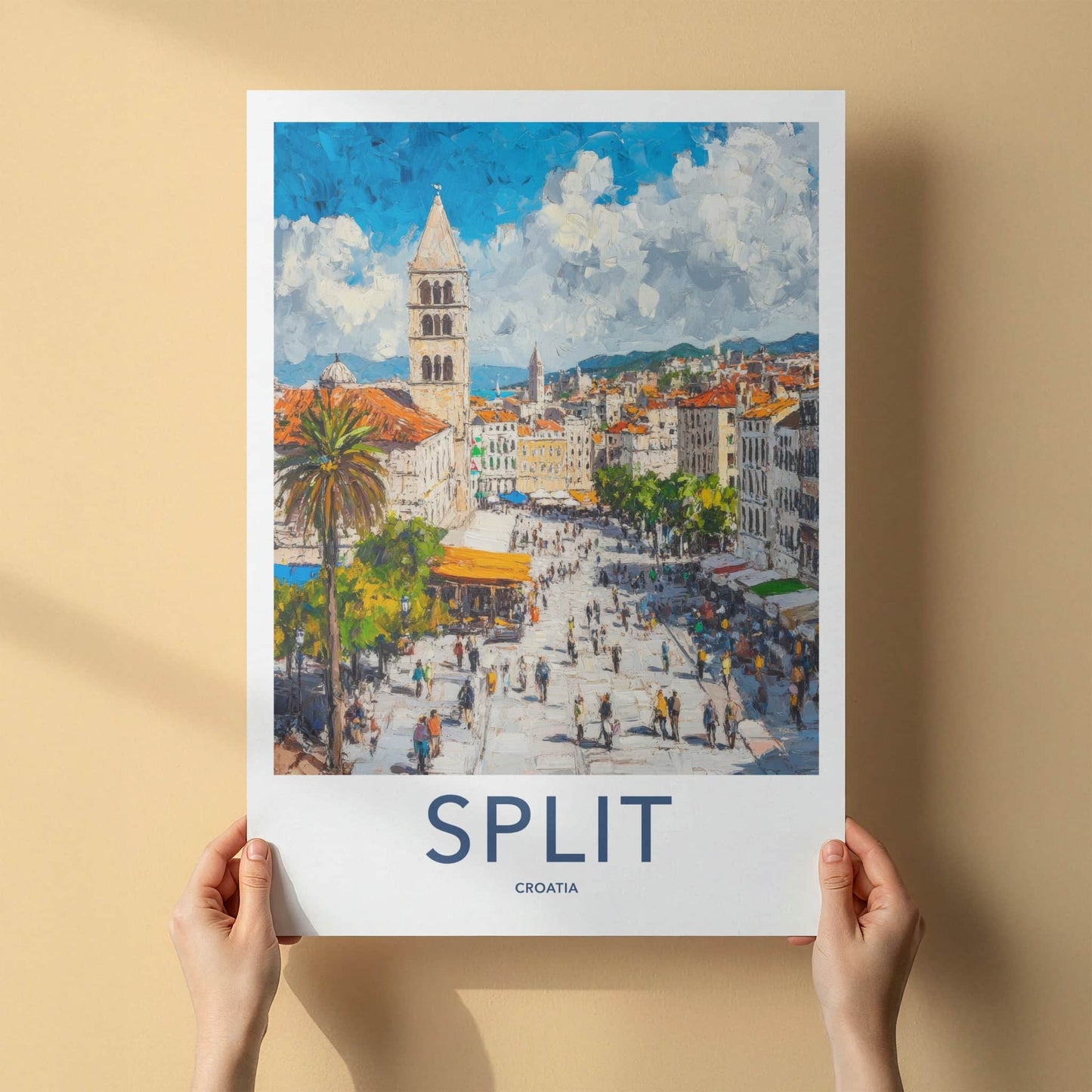 Split Poster - Croatia Framed Art - Busy City Promenade Framed Decor