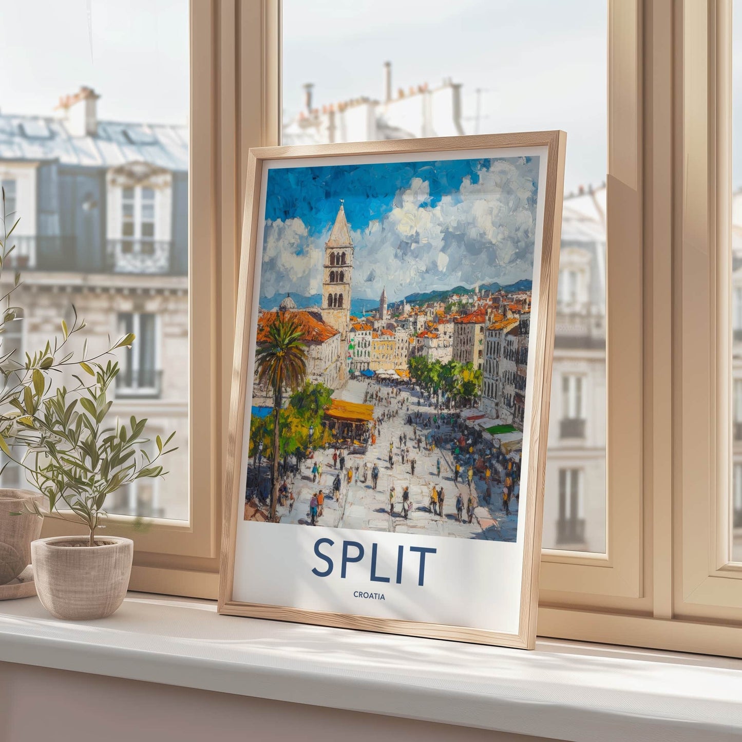 Split Poster - Croatia Framed Art - Busy City Promenade Framed Decor