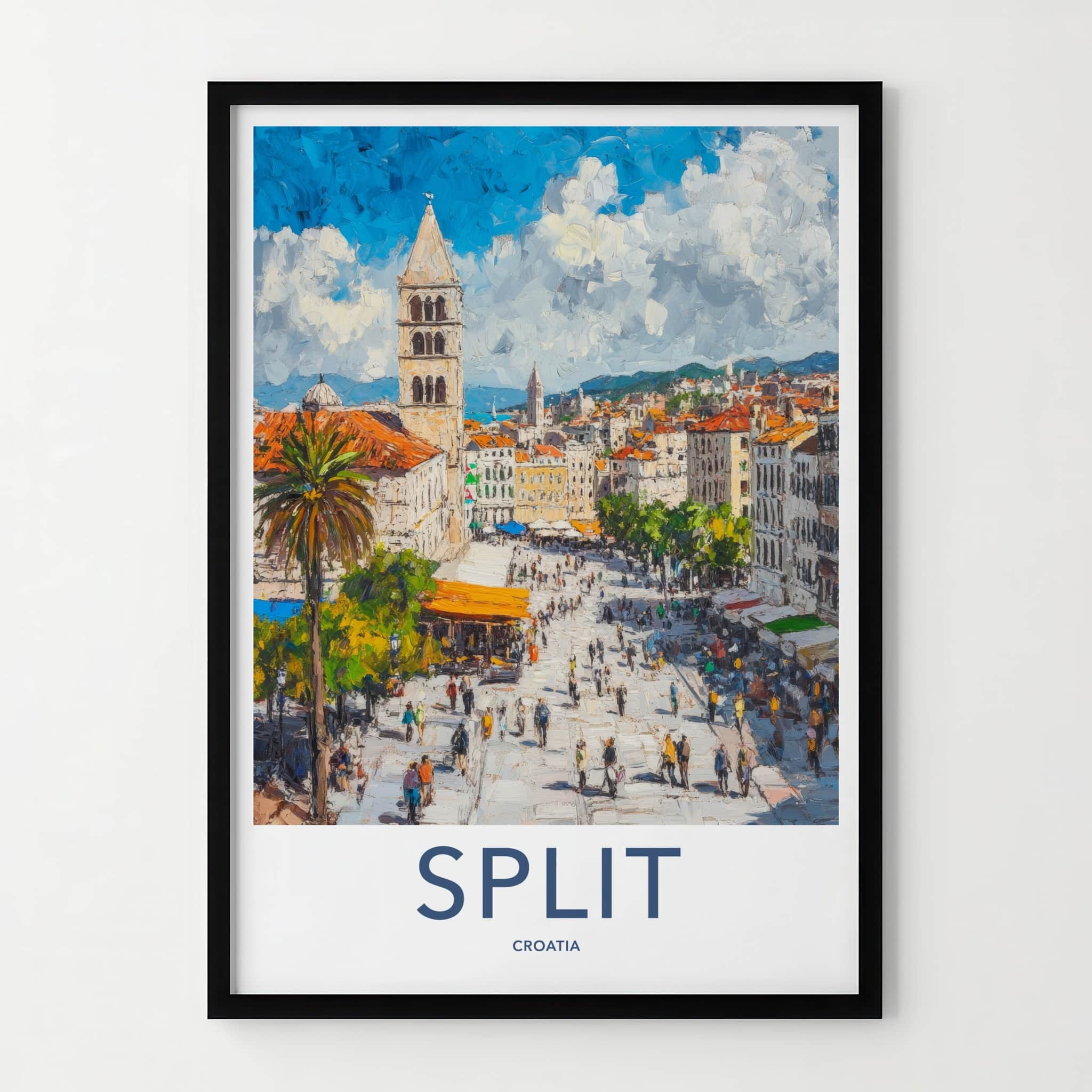 Split Poster - Croatia Framed Art - Busy City Promenade Framed Decor