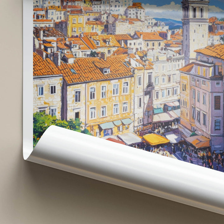 Split Poster - Croatia Travel Art - Historic Bell Tower Home Decor