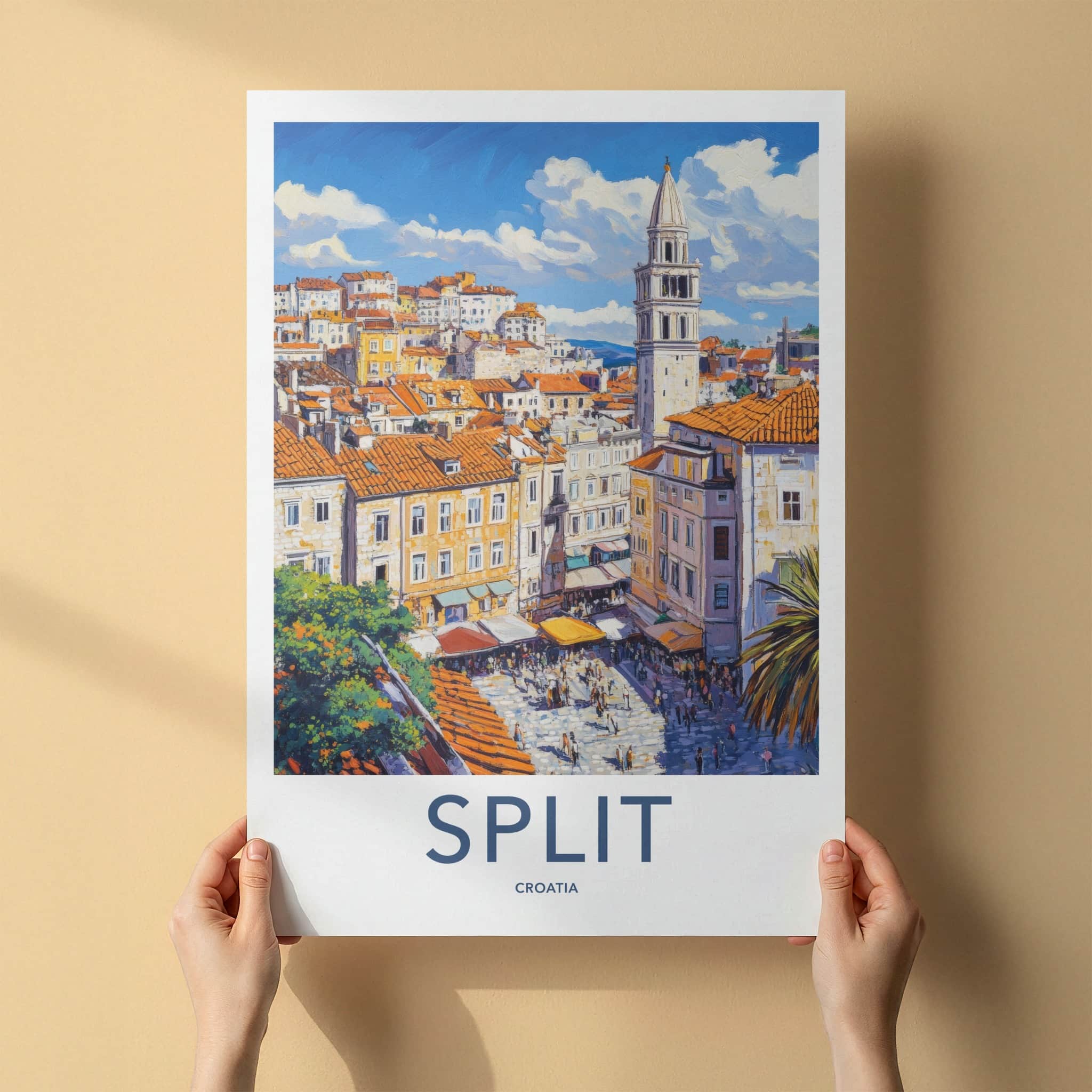 Split Poster - Croatia Travel Art - Historic Bell Tower Home Decor