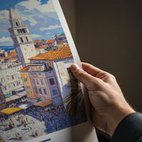 Split Poster - Croatia Travel Art - Historic Bell Tower Home Decor