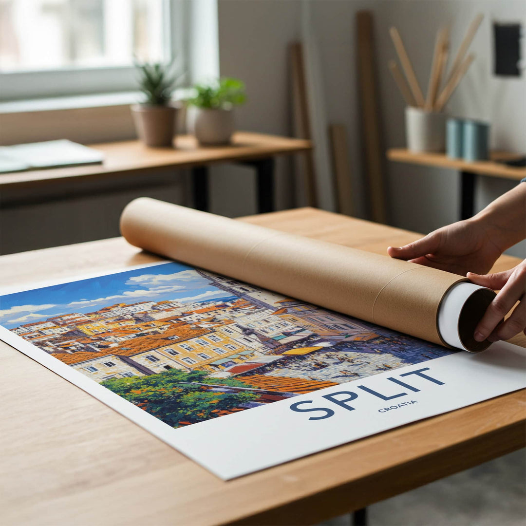 Split Poster - Croatia Travel Art - Historic Bell Tower Home Decor