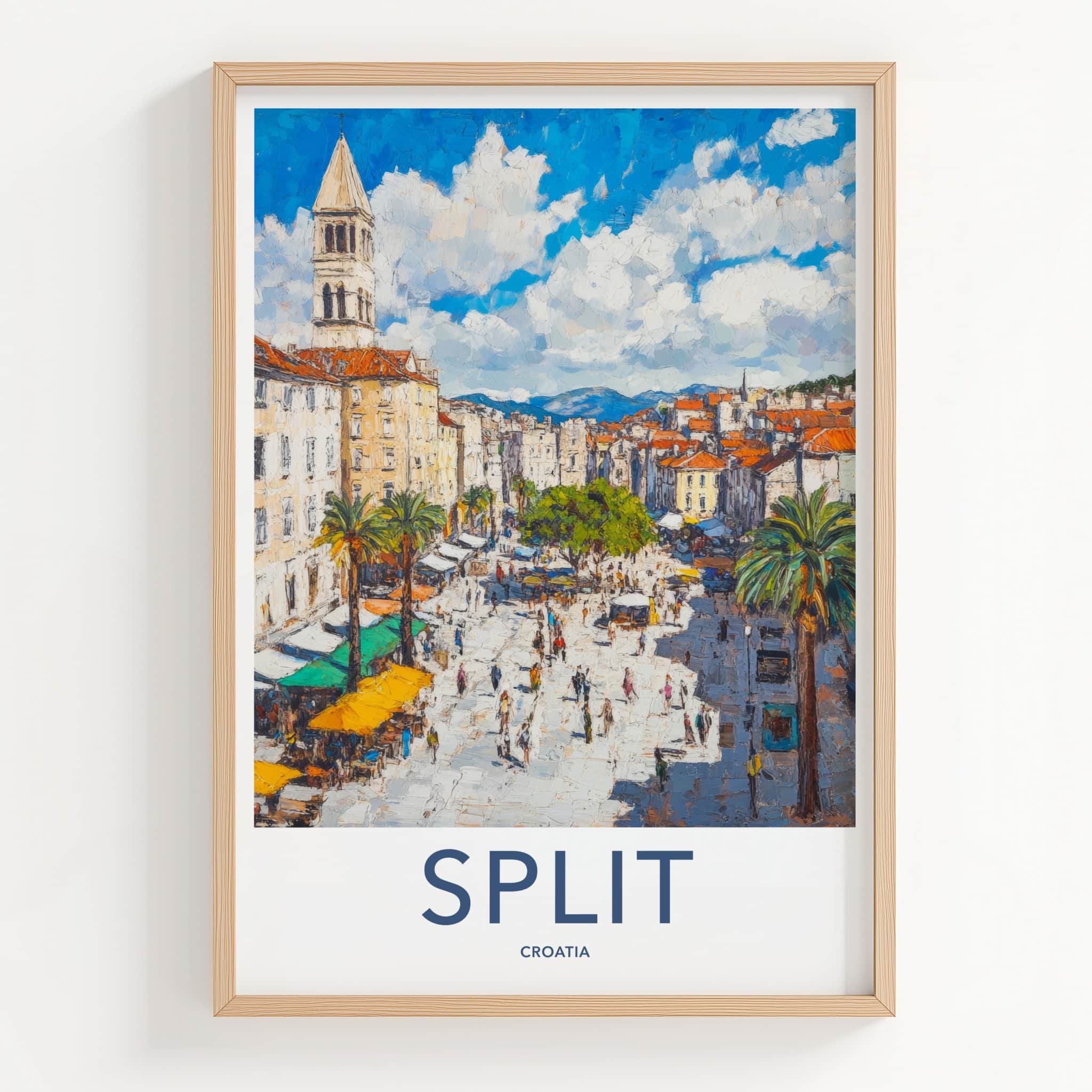 Split Poster - Croatia Wall Art - Bustling City Square Home Decor