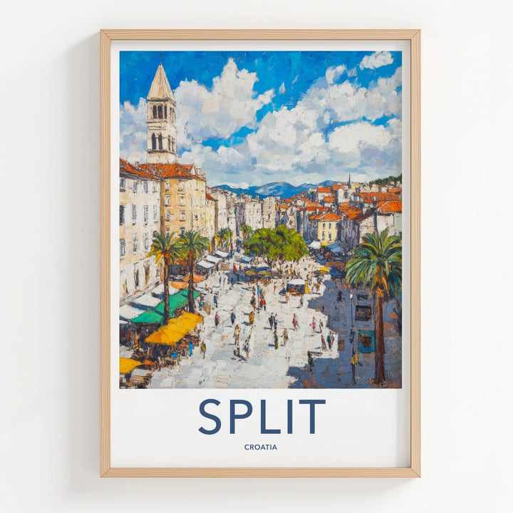 Split Poster - Croatia Wall Art - Bustling City Square Home Decor