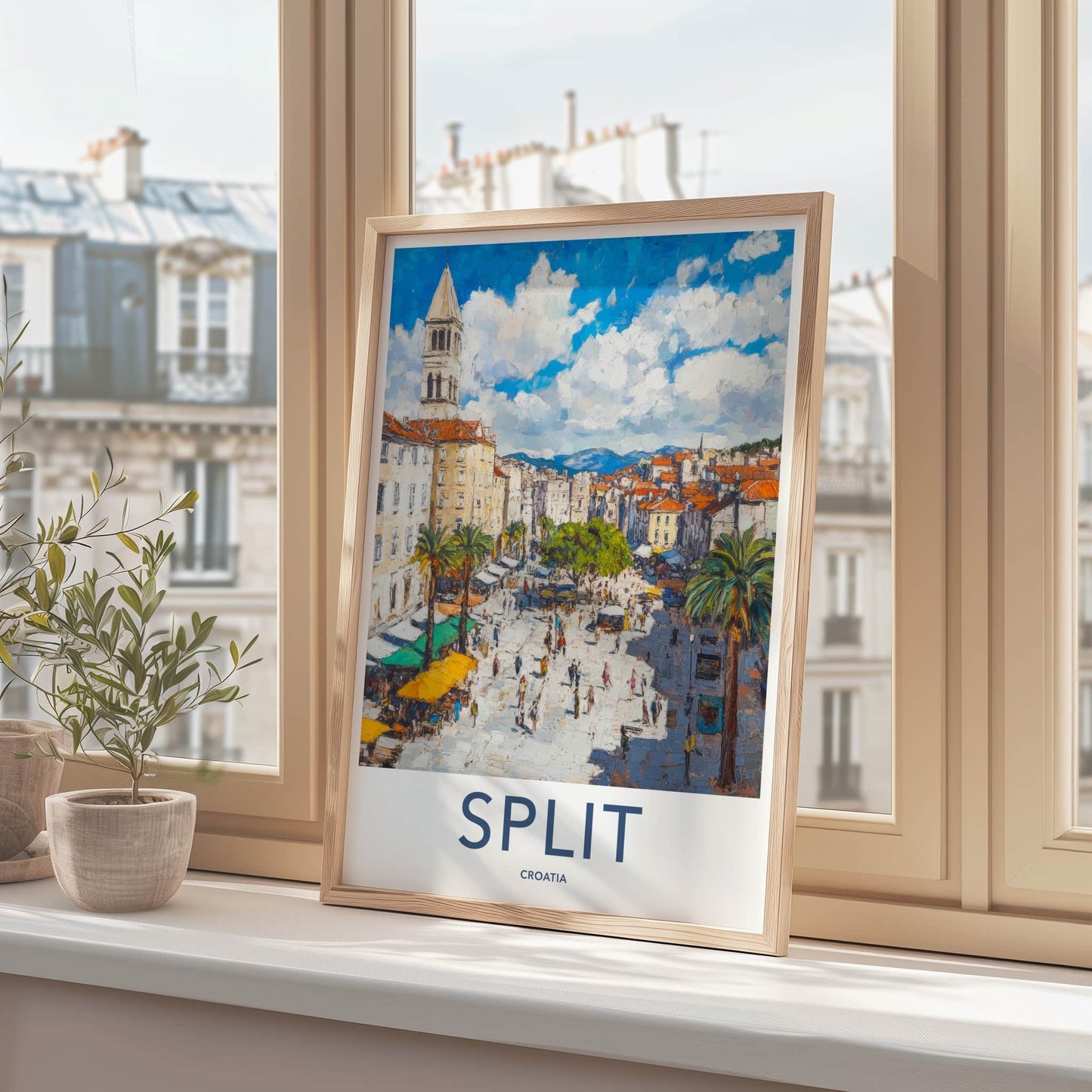 Split Poster - Croatia Wall Art - Bustling City Square Home Decor