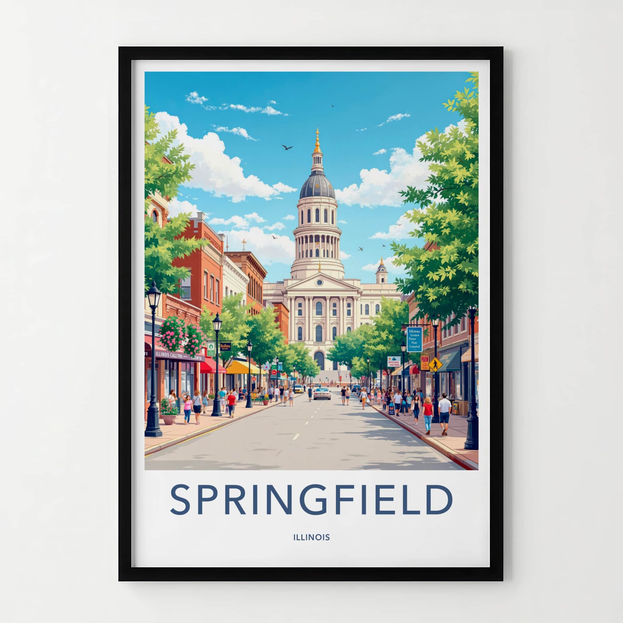 Springfield Poster - Illinois Wall Art - Grand Capitol View Home Decor