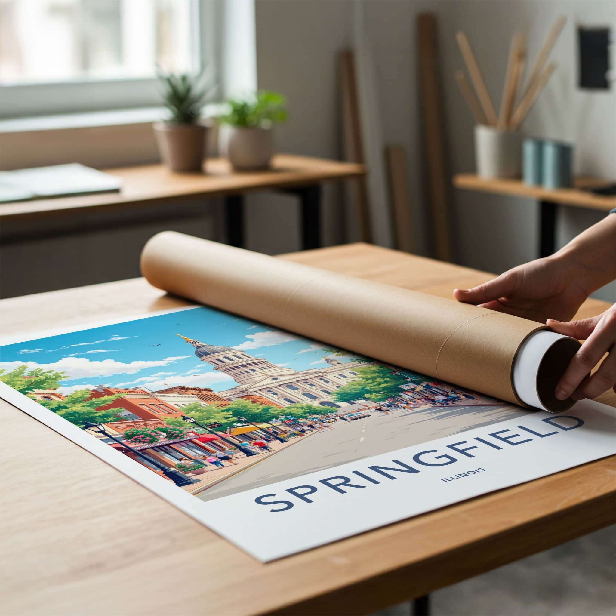 Springfield Poster - Illinois Wall Art - Grand Capitol View Home Decor