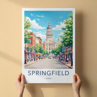 Springfield Poster - Illinois Wall Art - Grand Capitol View Home Decor