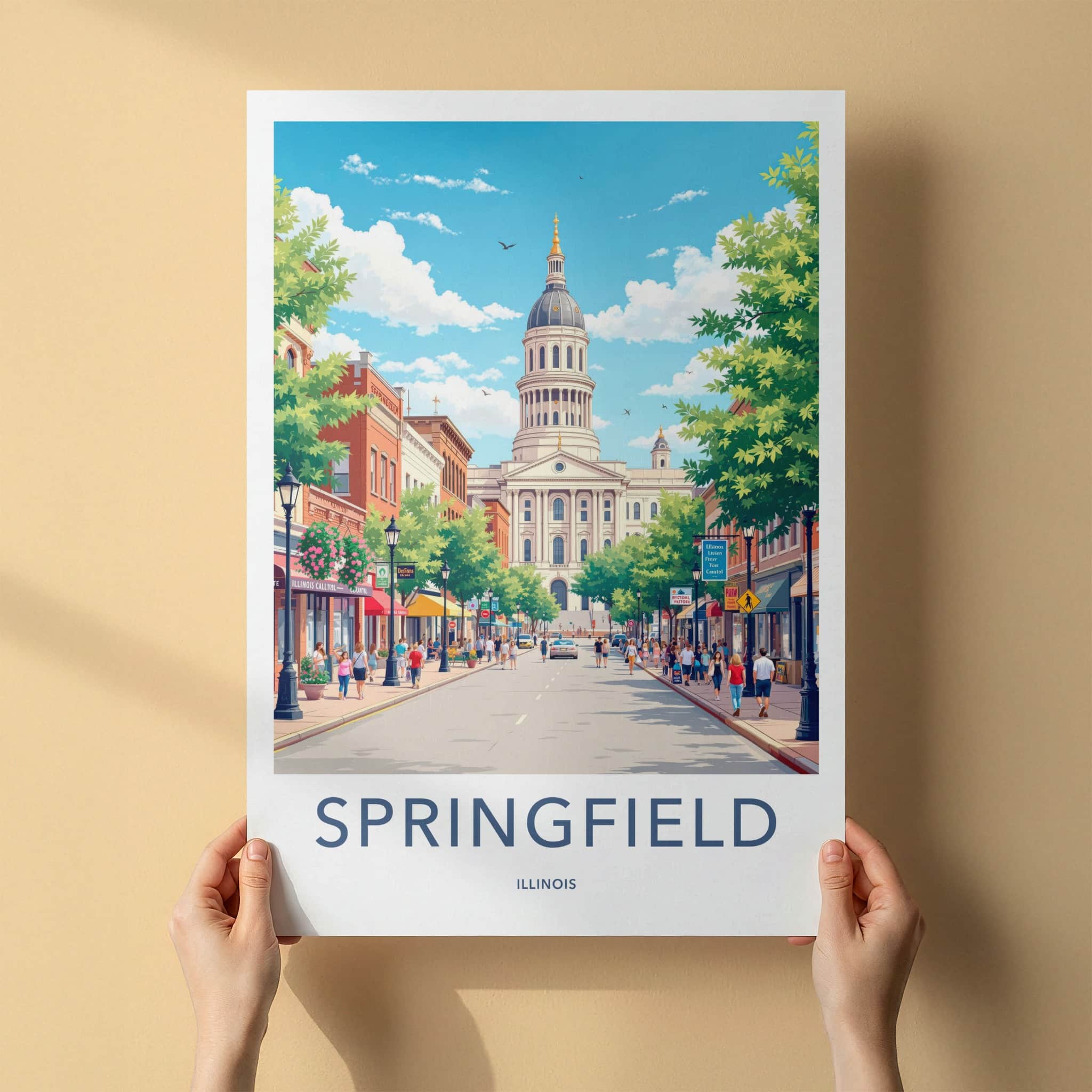 Springfield Poster - Illinois Wall Art - Grand Capitol View Home Decor
