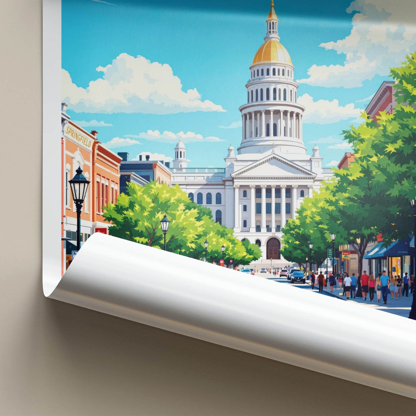 Springfield Poster - Illinois Wall Art - Illinois State Capitol Home Decor