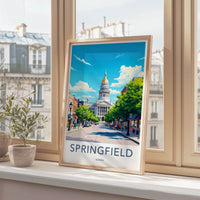 Springfield Poster - Illinois Wall Art - Illinois State Capitol Home Decor