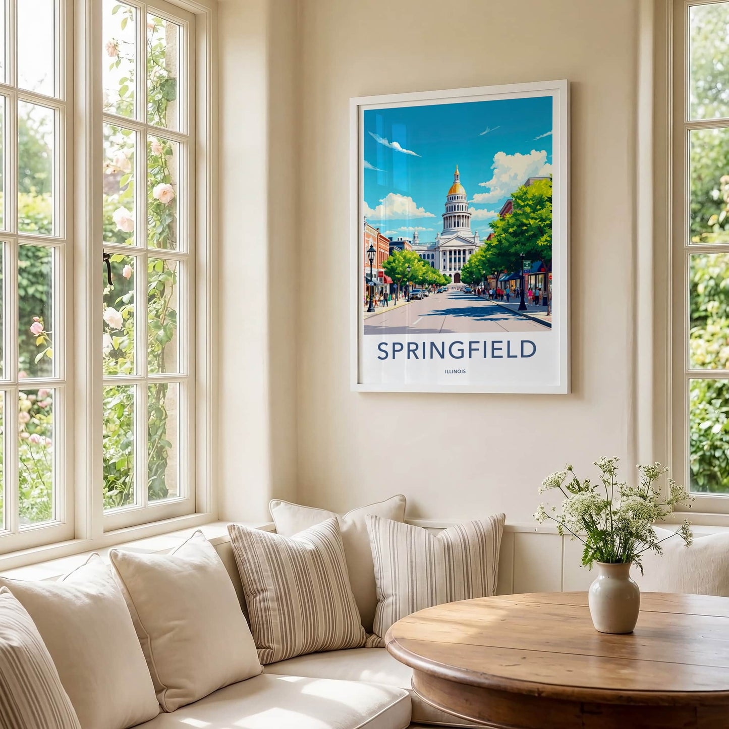 Springfield Poster - Illinois Wall Art - Illinois State Capitol Home Decor