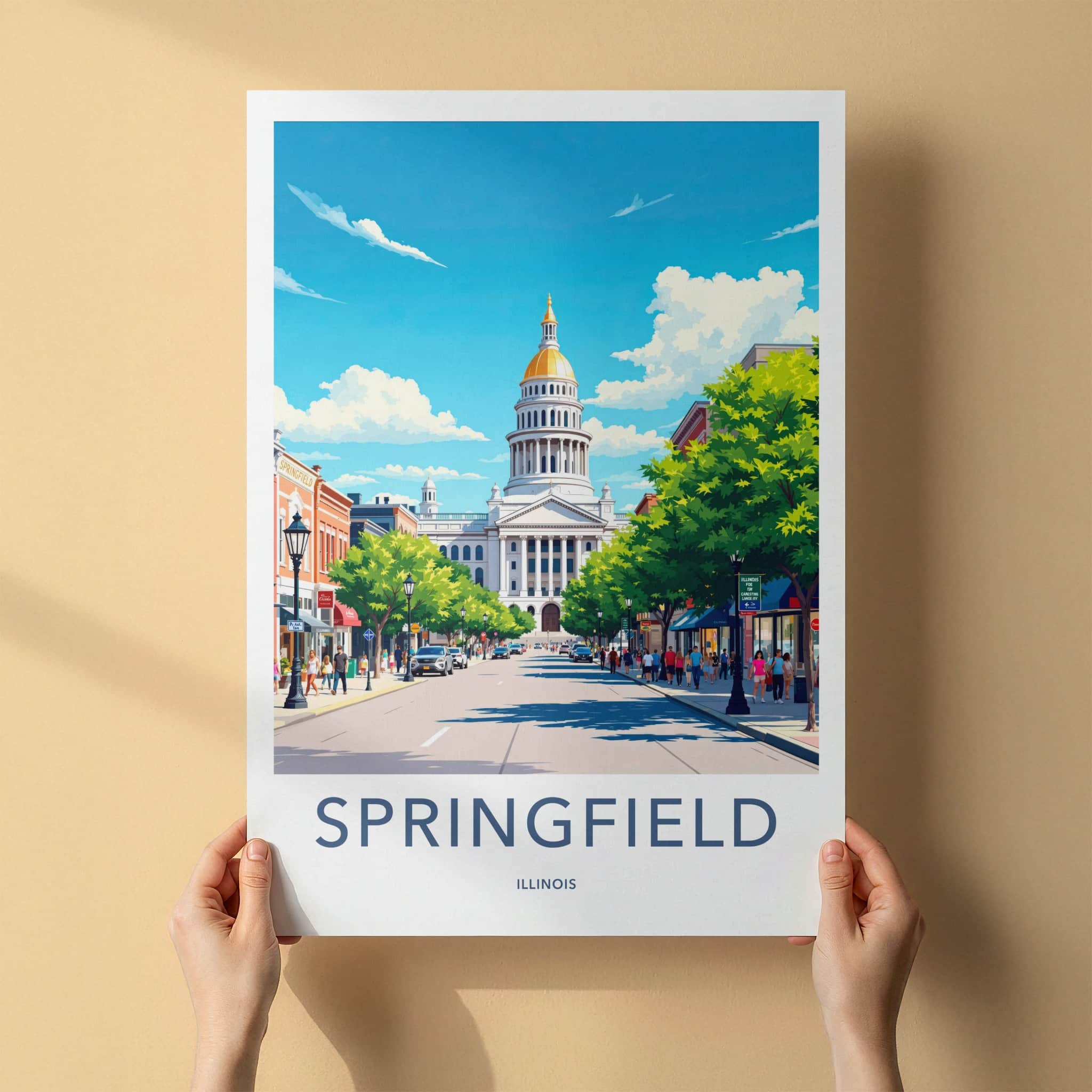 Springfield Poster - Illinois Wall Art - Illinois State Capitol Home Decor
