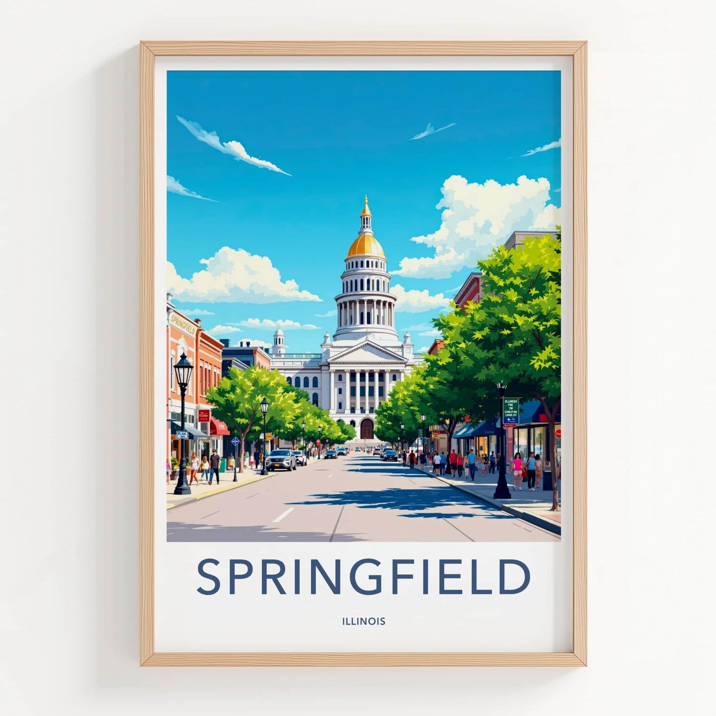 Springfield Poster - Illinois Wall Art - Illinois State Capitol Home Decor