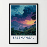 Sreemangal Poster - Bangladesh Art Print - Rainy Tea Hills Home Decor