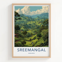 Sreemangal Poster - Bangladesh Travel Art - Lush Tea Plantation Home Decor