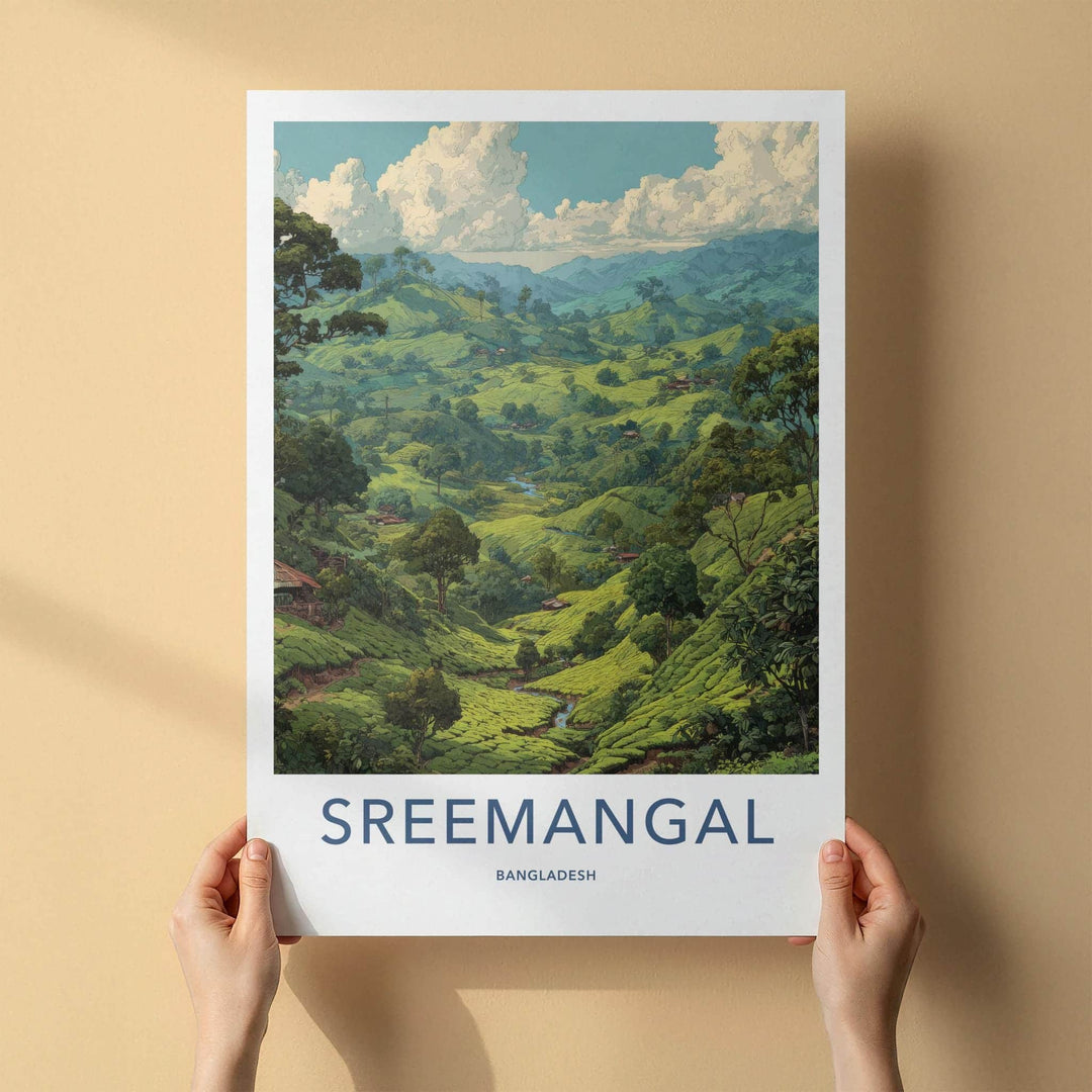 Sreemangal Poster - Bangladesh Travel Art - Lush Tea Plantation Home Decor