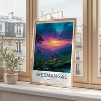 Sreemangal Poster - Bangladesh Travel Art - Rainy Tea Sunset Home Decor
