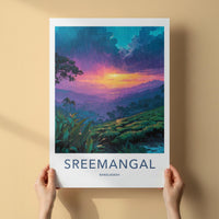 Sreemangal Poster - Bangladesh Travel Art - Rainy Tea Sunset Home Decor