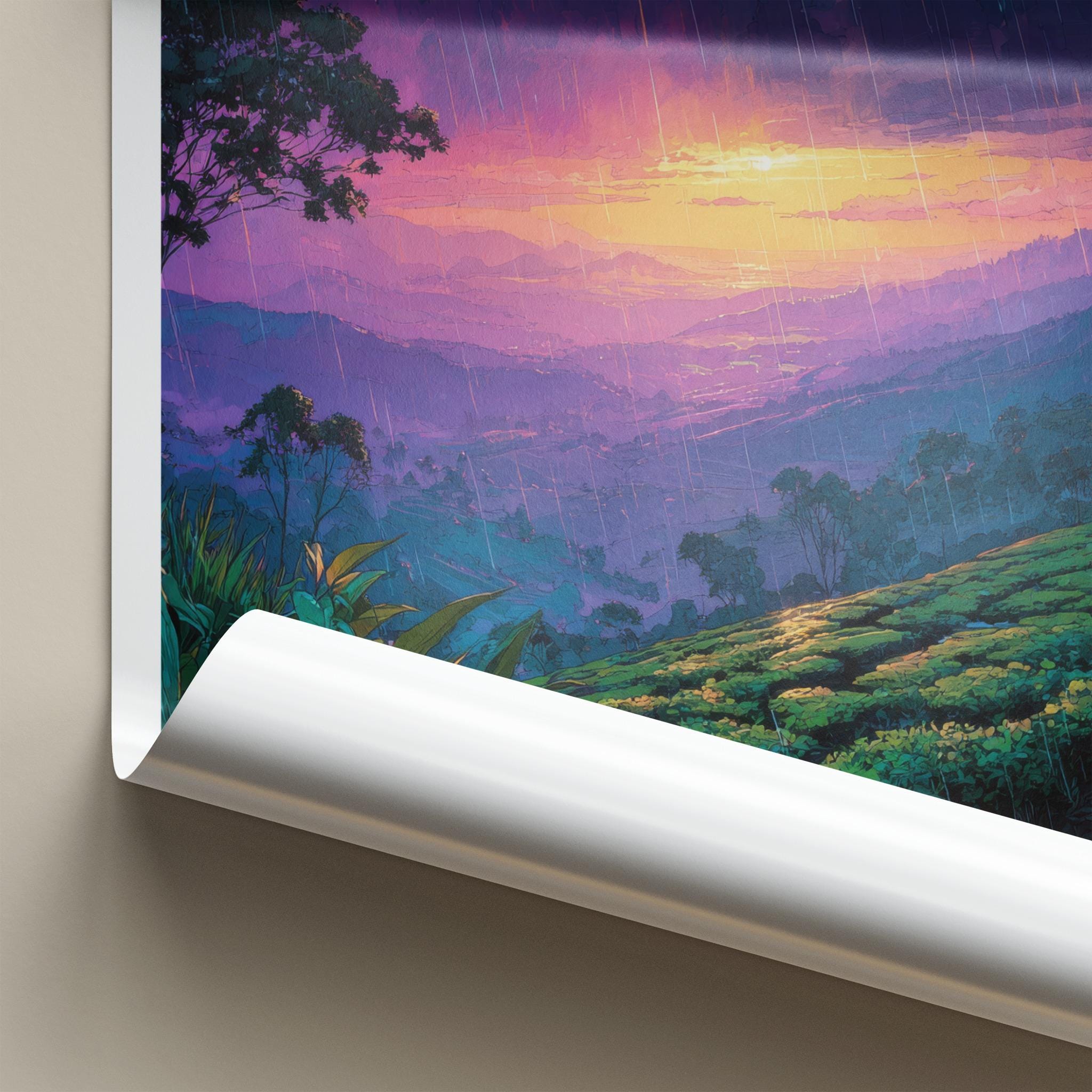 Sreemangal Poster - Bangladesh Travel Art - Rainy Tea Sunset Home Decor