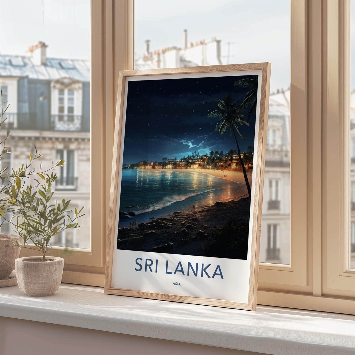 Sri Lanka Poster - Tropical Beach Wall Art With Palm Trees & Ocean