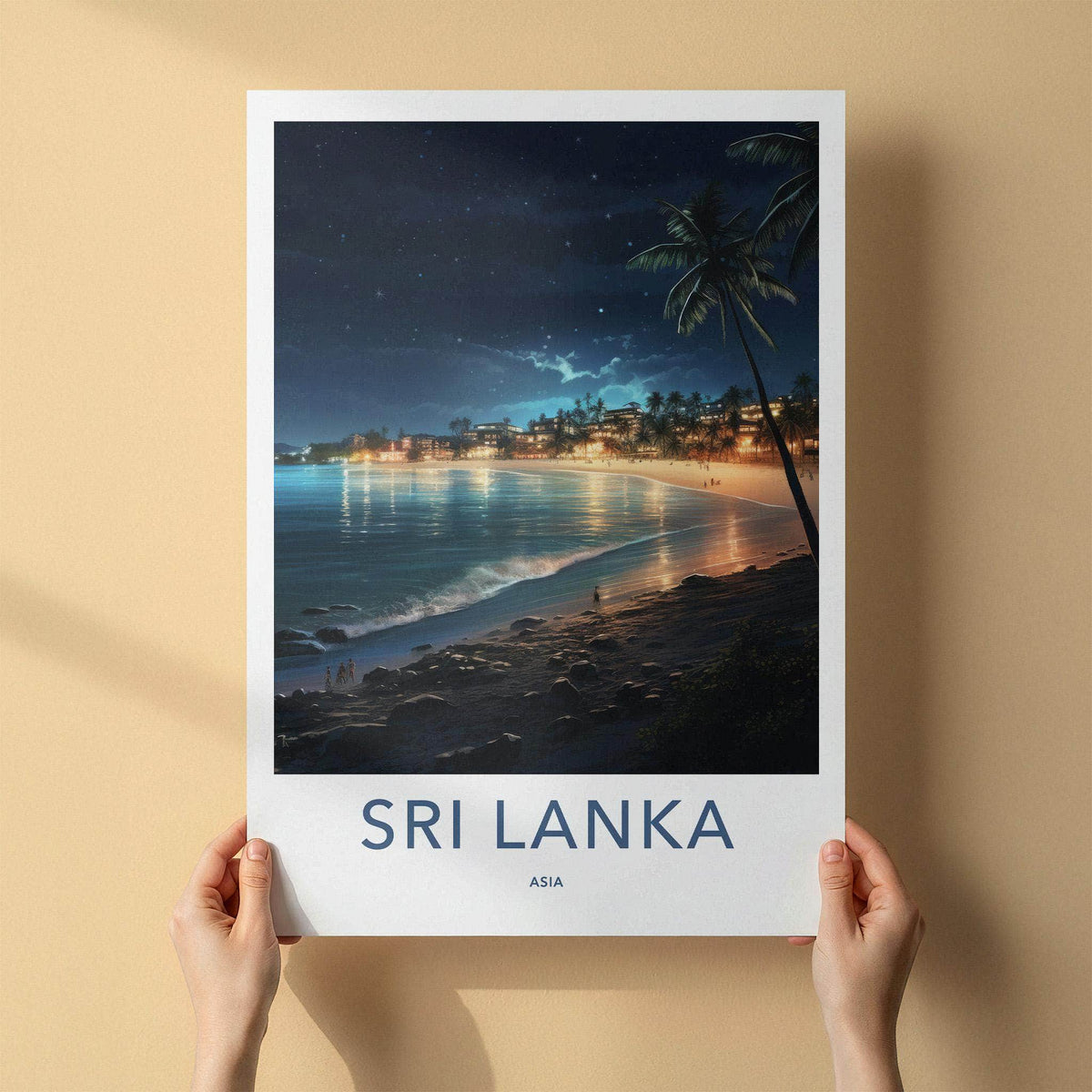 Sri Lanka Poster - Tropical Beach Wall Art With Palm Trees & Ocean