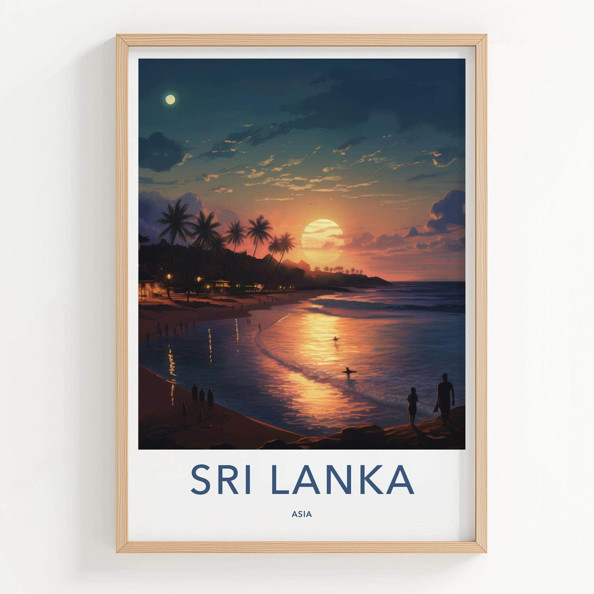 Sri Lanka Poster - Tropical Sunset Print With Palm Tree Wall Decor