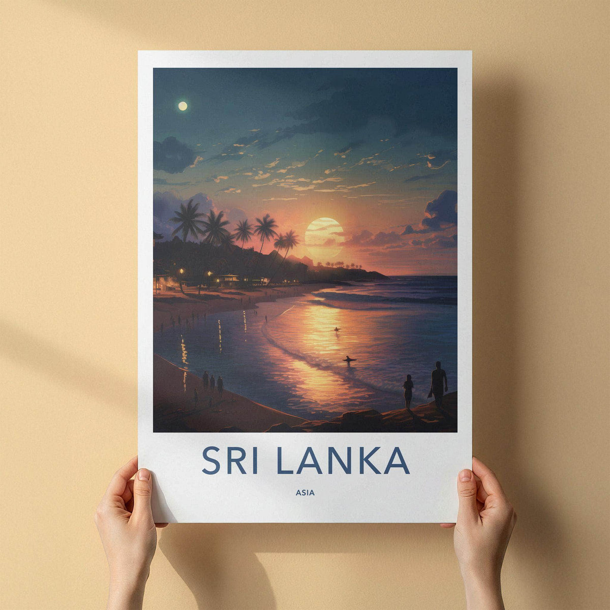 Sri Lanka Poster - Tropical Sunset Print With Palm Tree Wall Decor