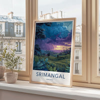 Srimangal Poster - Bangladesh Travel Art - Rainy Tea Fields Wall Decor
