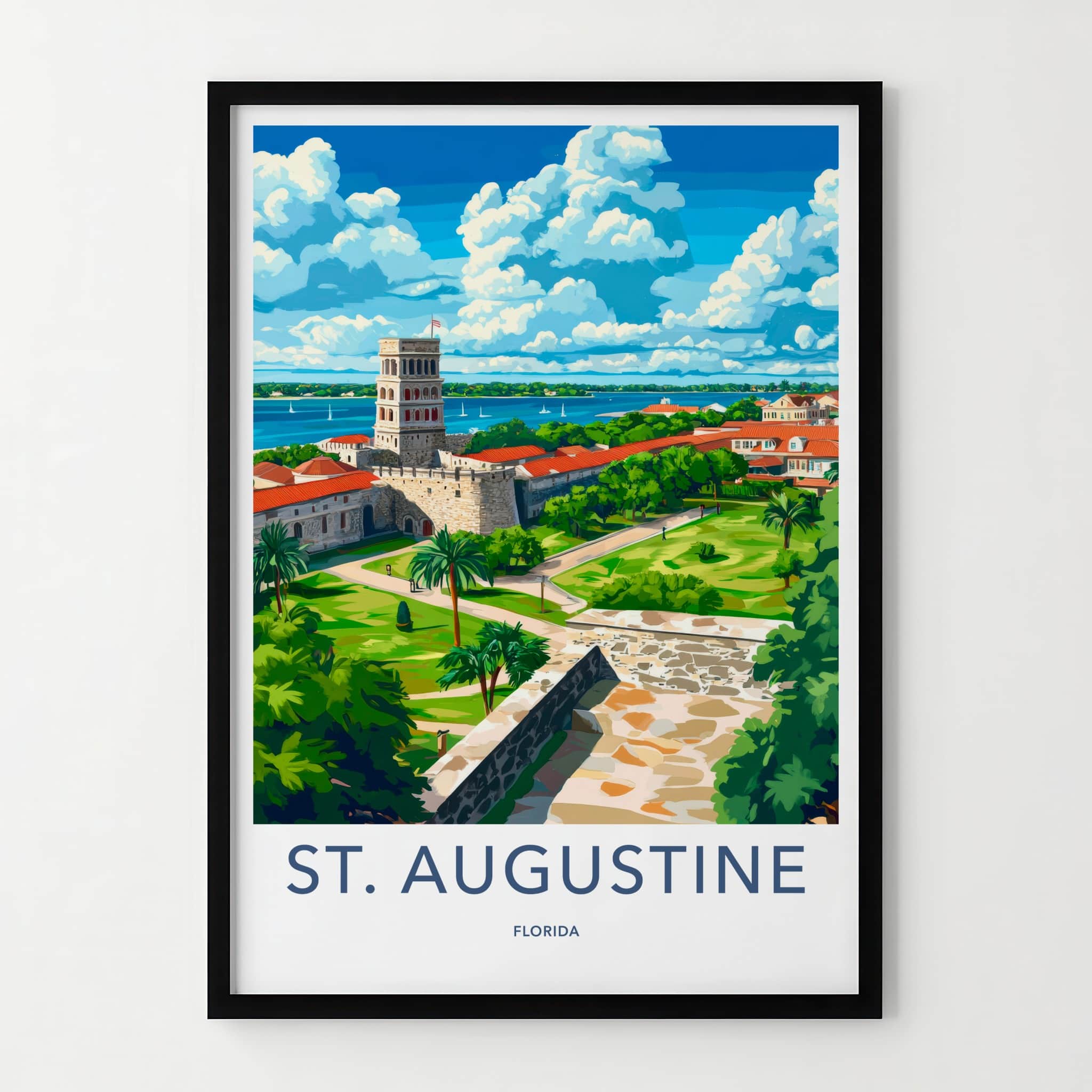 St Augustine Poster - Florida Travel Art - Historic Fort Vista Home Decor