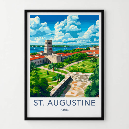 St Augustine Poster - Florida Travel Art - Historic Fort Vista Home Decor
