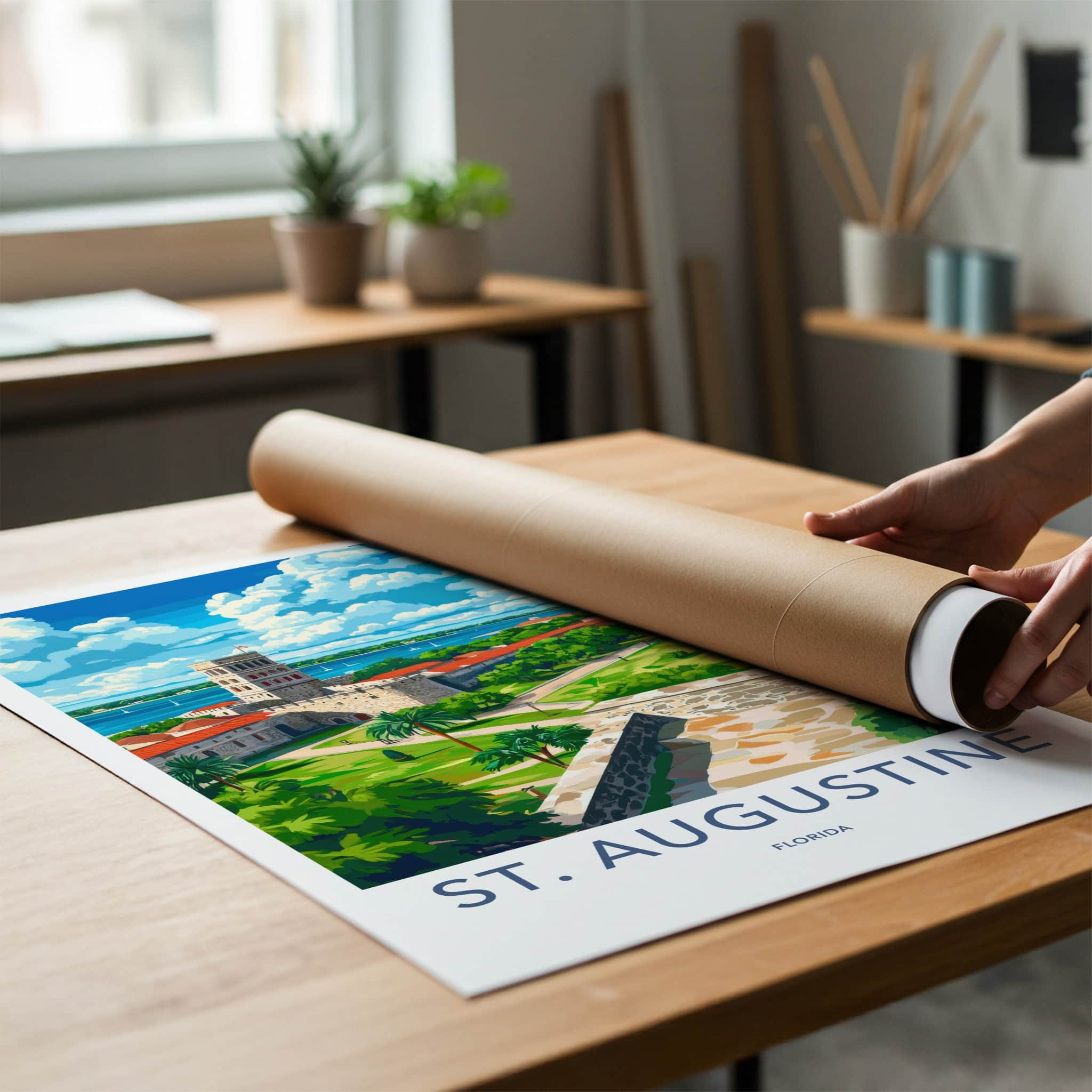 St Augustine Poster - Florida Travel Art - Historic Fort Vista Home Decor