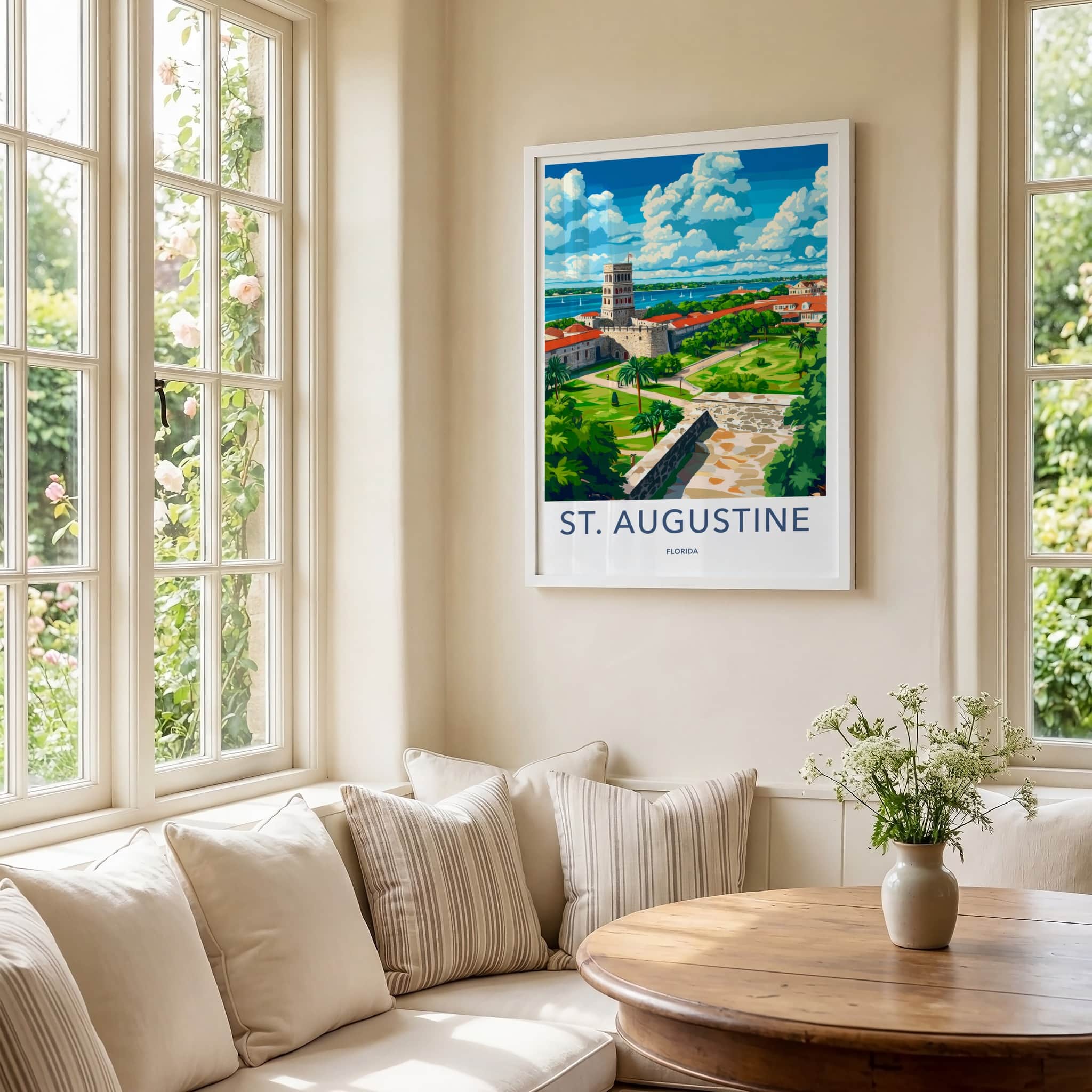 St Augustine Poster - Florida Travel Art - Historic Fort Vista Home Decor