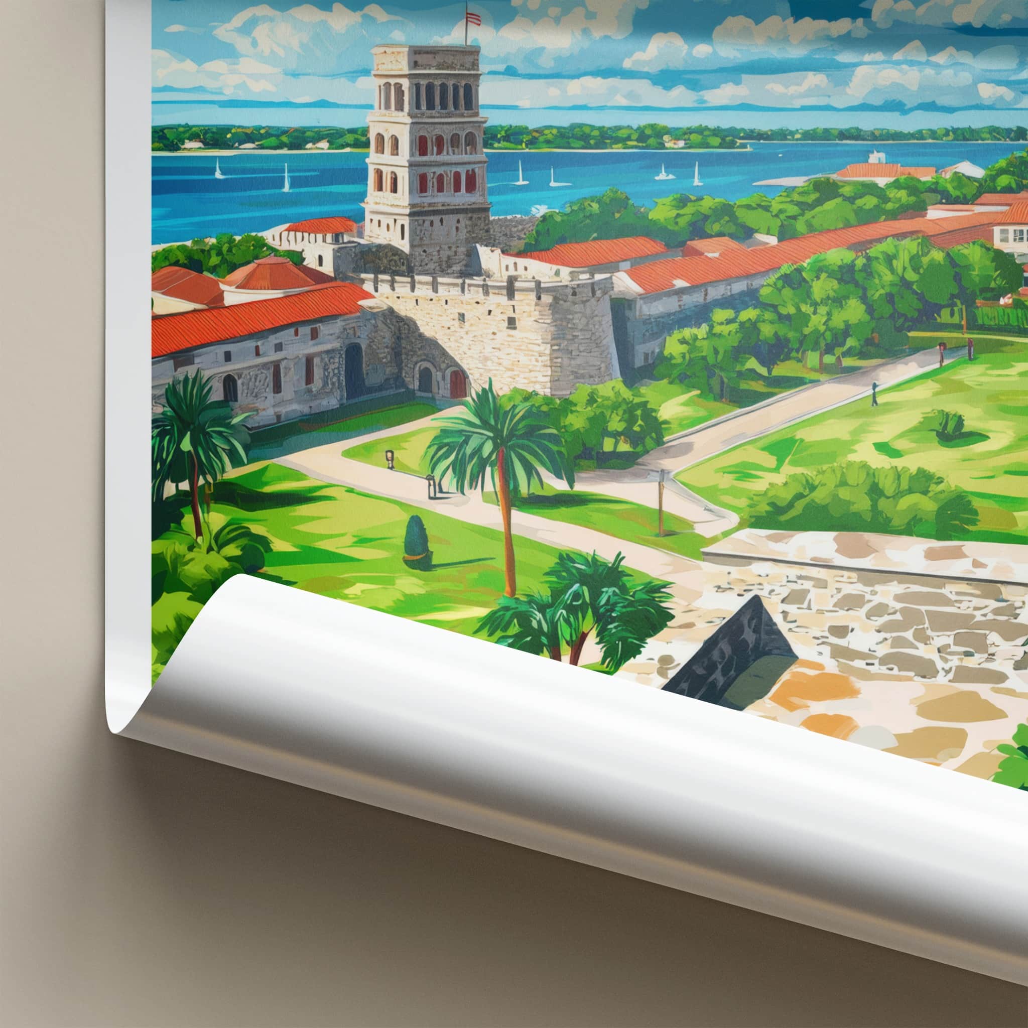 St Augustine Poster - Florida Travel Art - Historic Fort Vista Home Decor