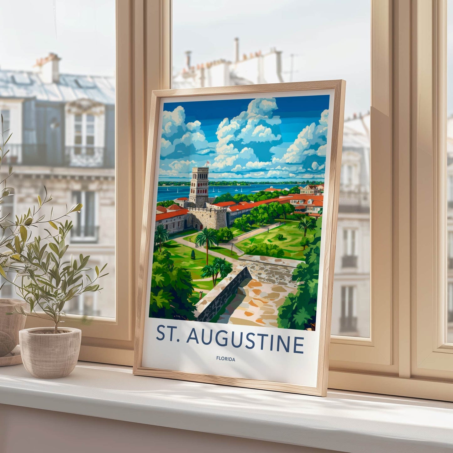 St Augustine Poster - Florida Travel Art - Historic Fort Vista Home Decor