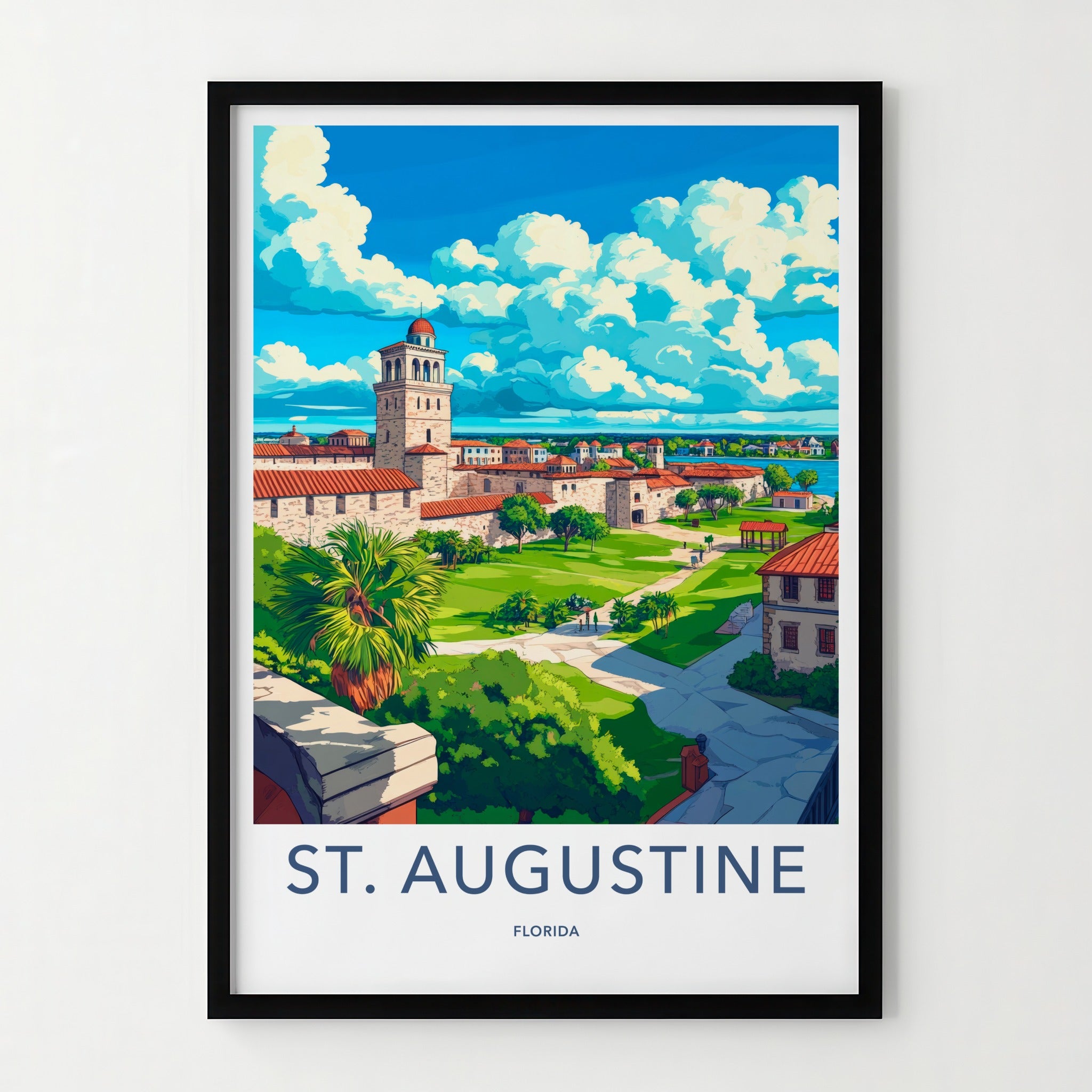 St. Augustine Poster - Florida Travel Art - Historic Fortress Vista Home Decor