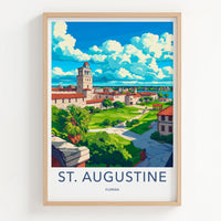 St. Augustine Poster - Florida Travel Art - Historic Fortress Vista Home Decor