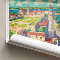 St. Augustine Poster - Florida Travel Art - Waterfront Castle Green Home Decor
