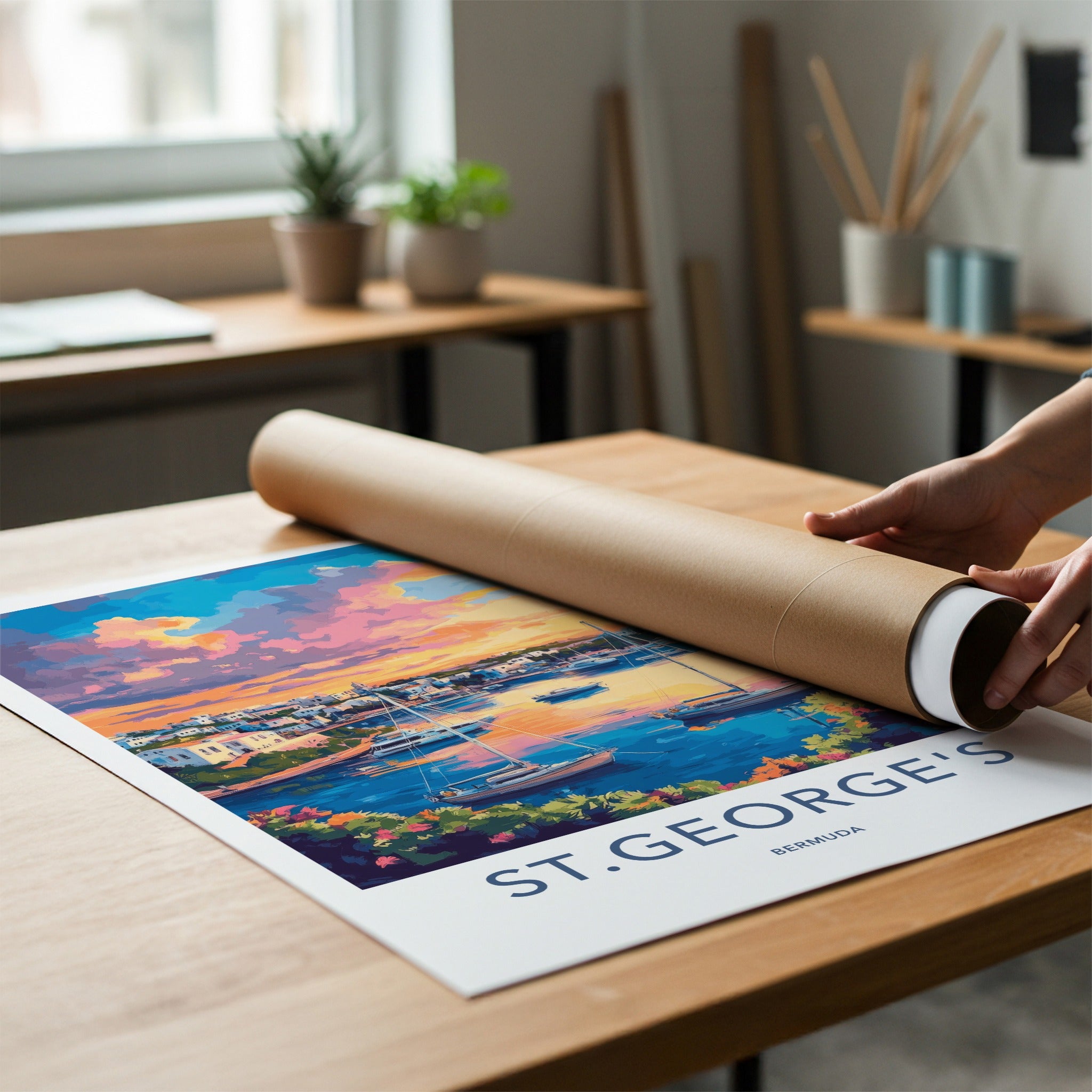 St. George's Poster - Bermuda Travel Art - Vibrant Bay Sunset Home Decor