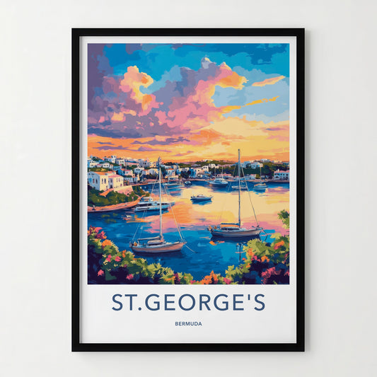 St. George's Poster - Bermuda Travel Art - Vibrant Bay Sunset Home Decor