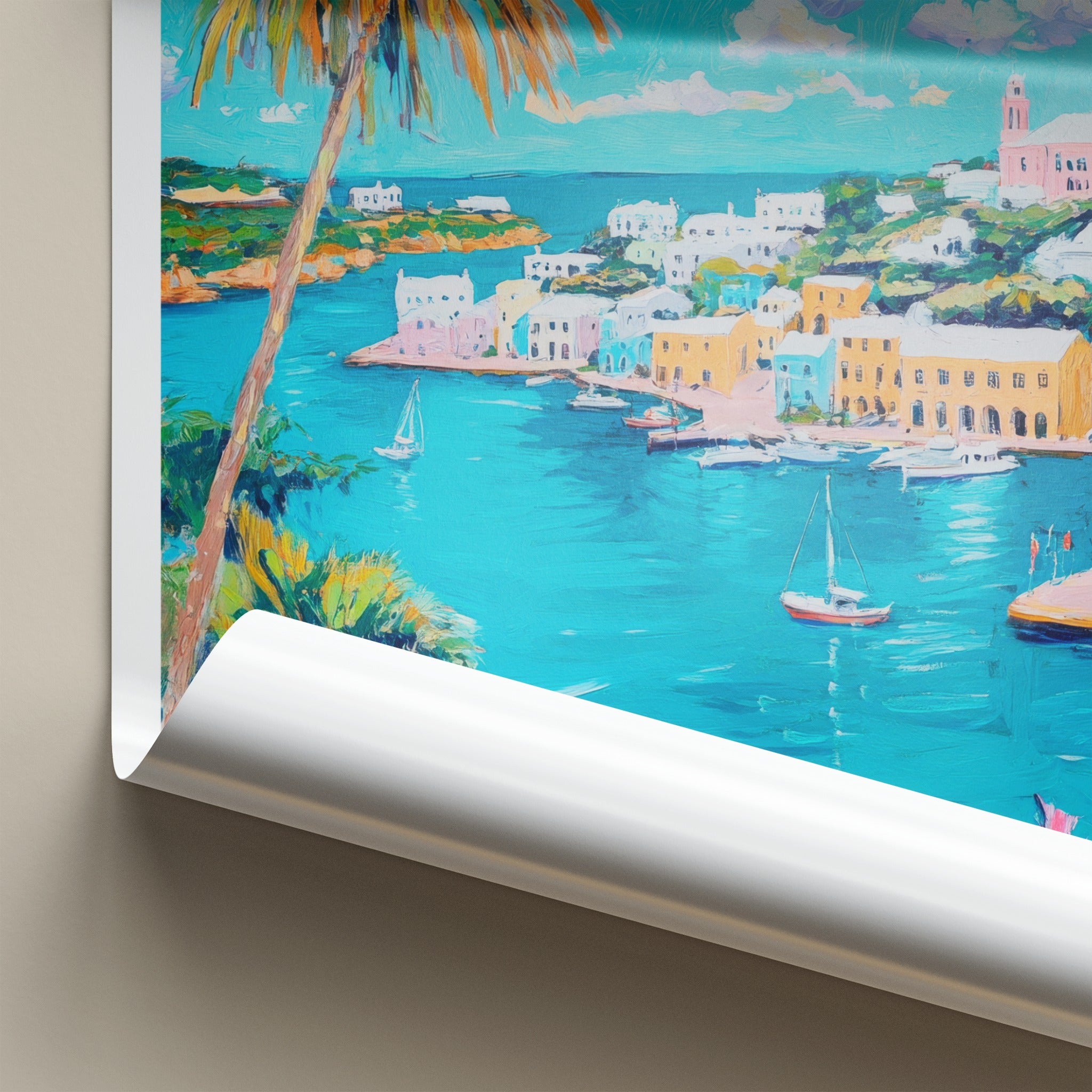 St Georges Poster - Bermuda Travel Art - Colorful Harbor Scene Home Decor
