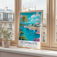 St Georges Poster - Bermuda Travel Art - Colorful Harbor Scene Home Decor