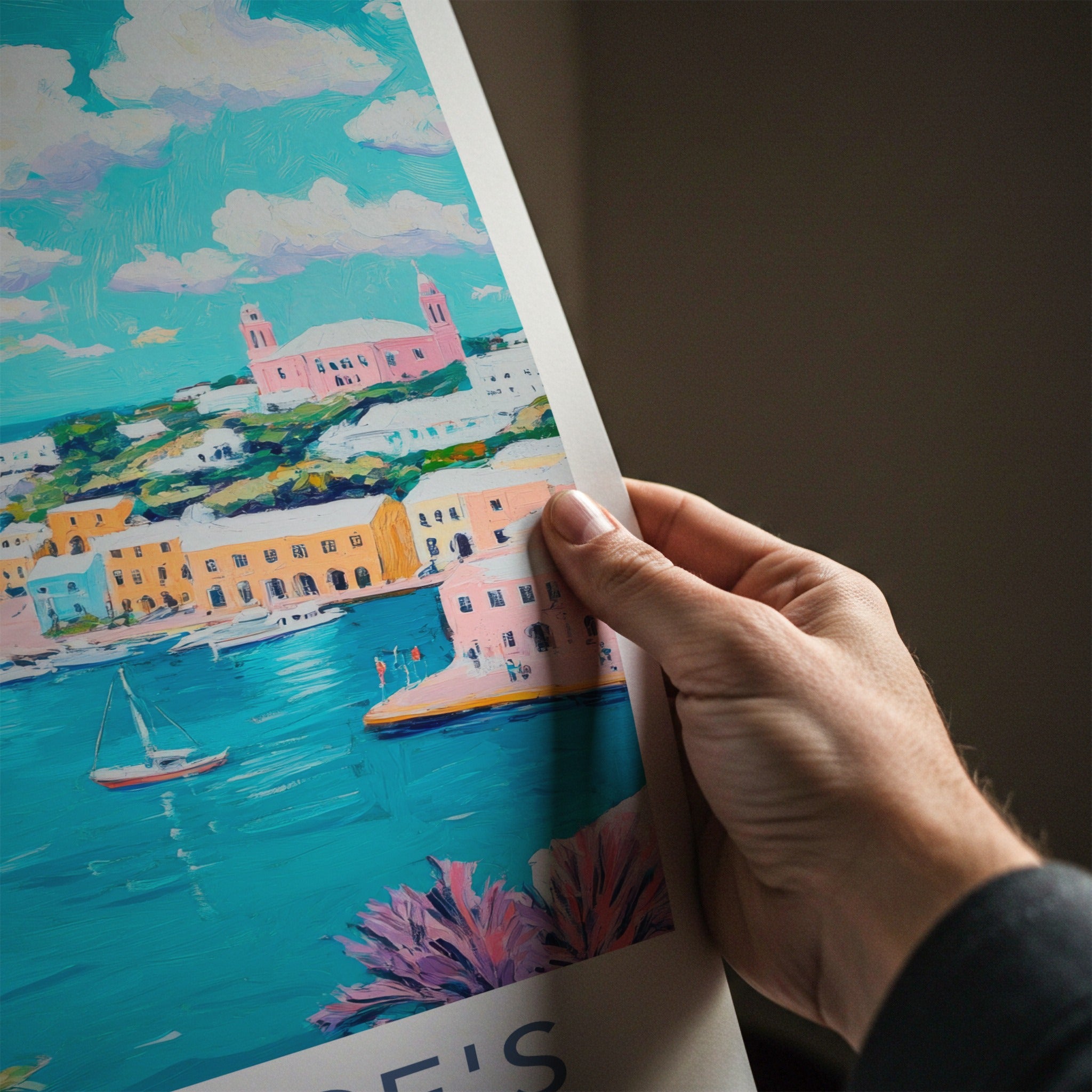 St Georges Poster - Bermuda Travel Art - Colorful Harbor Scene Home Decor