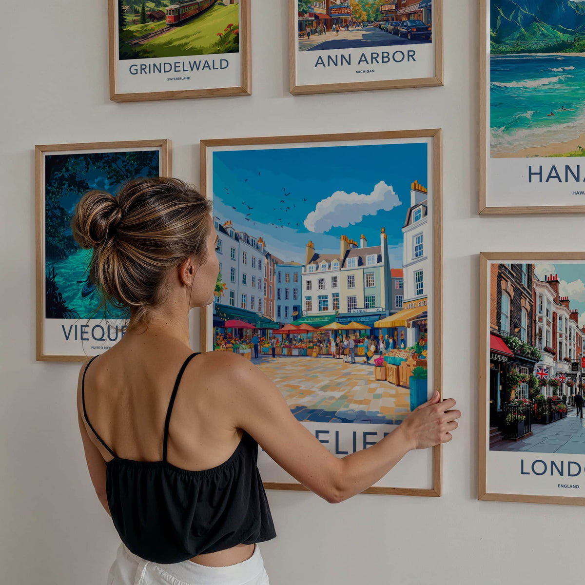 St Helier Poster - Jersey Travel Art - Market Square Scene Wall Decor