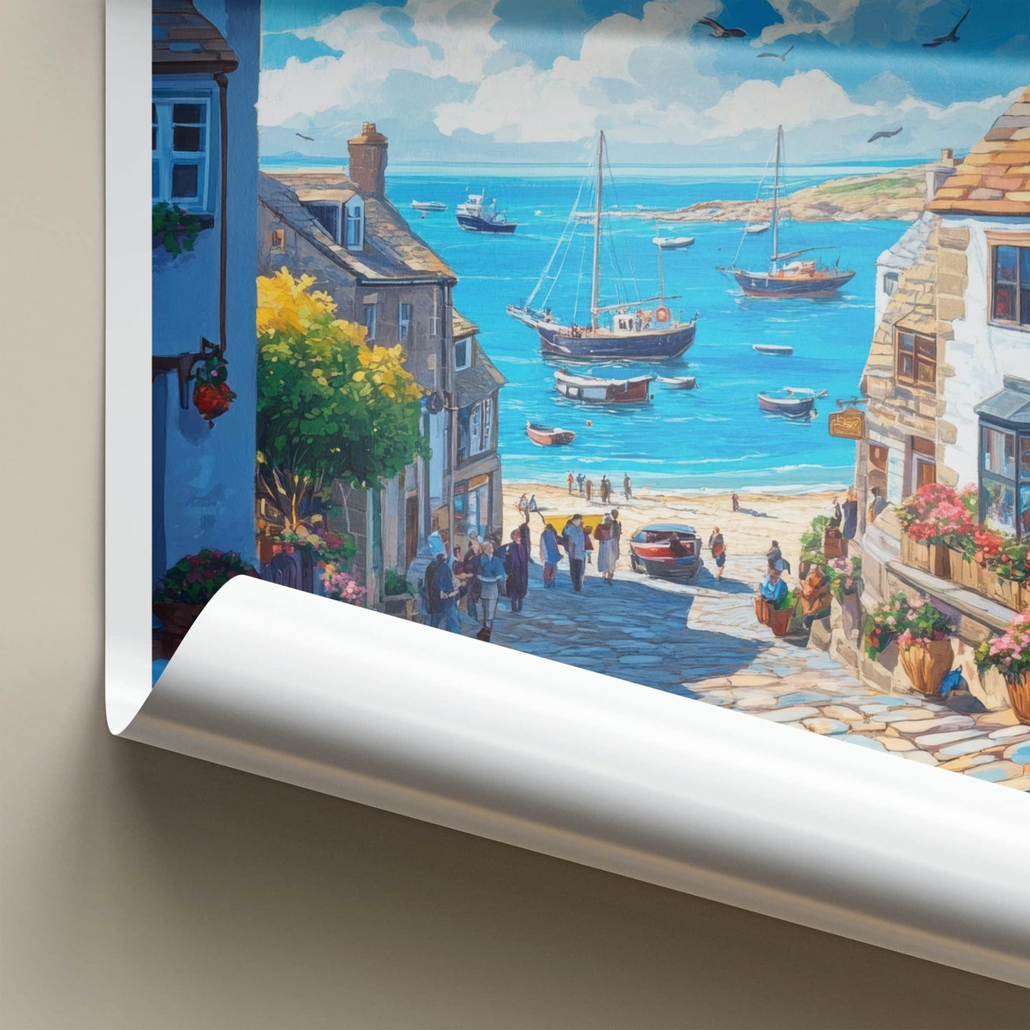 St Ives Poster - England Travel Art - Picturesque Coastal Scene Home Decor