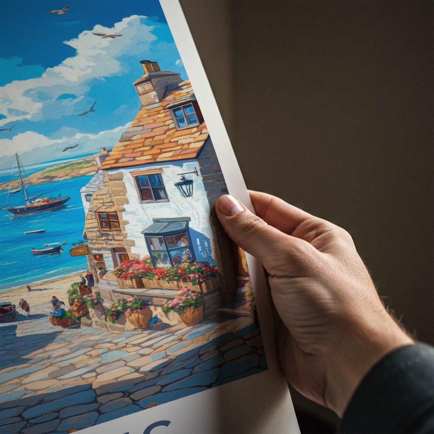 St Ives Poster - England Travel Art - Picturesque Coastal Scene Home Decor
