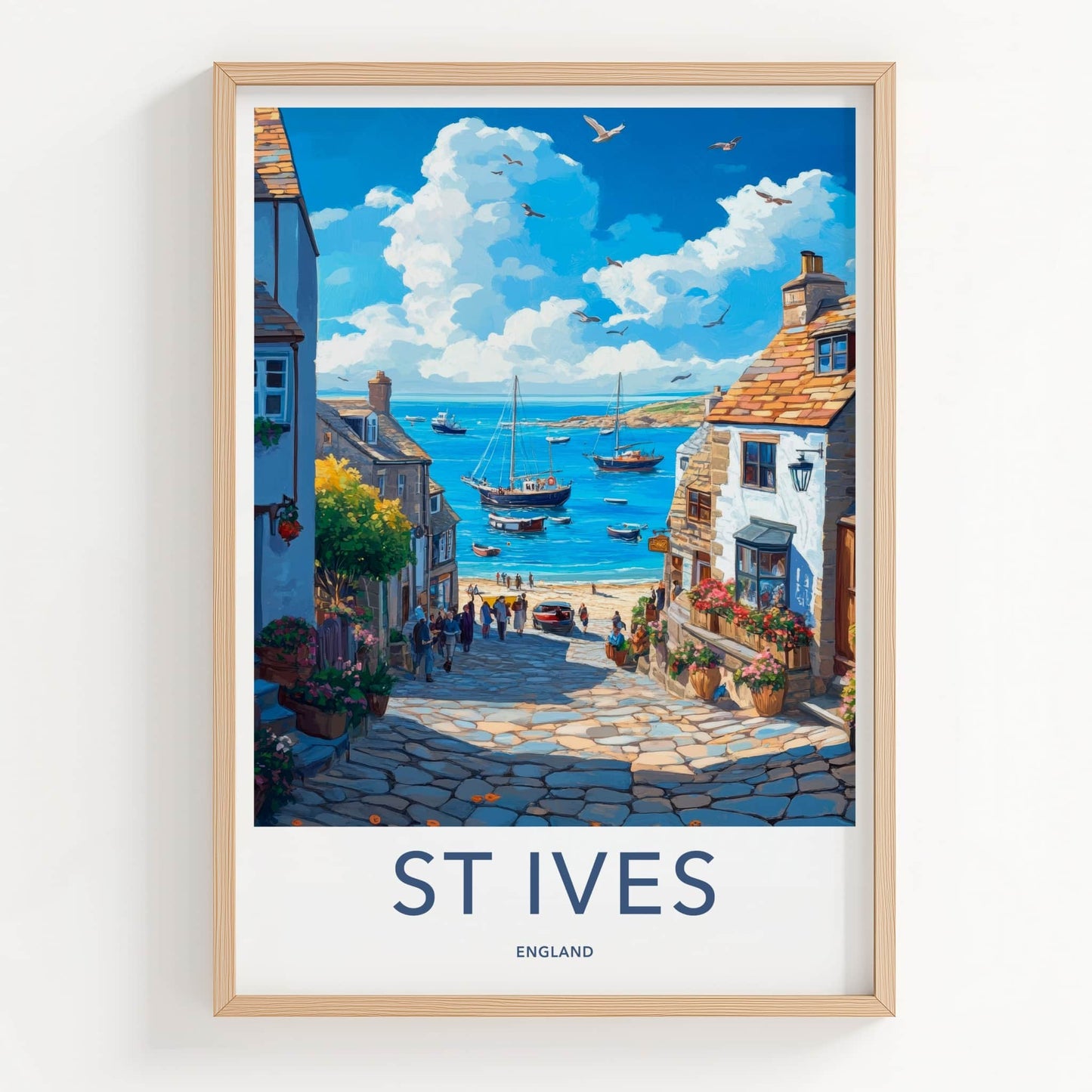 St Ives Poster - England Travel Art - Picturesque Coastal Scene Home Decor