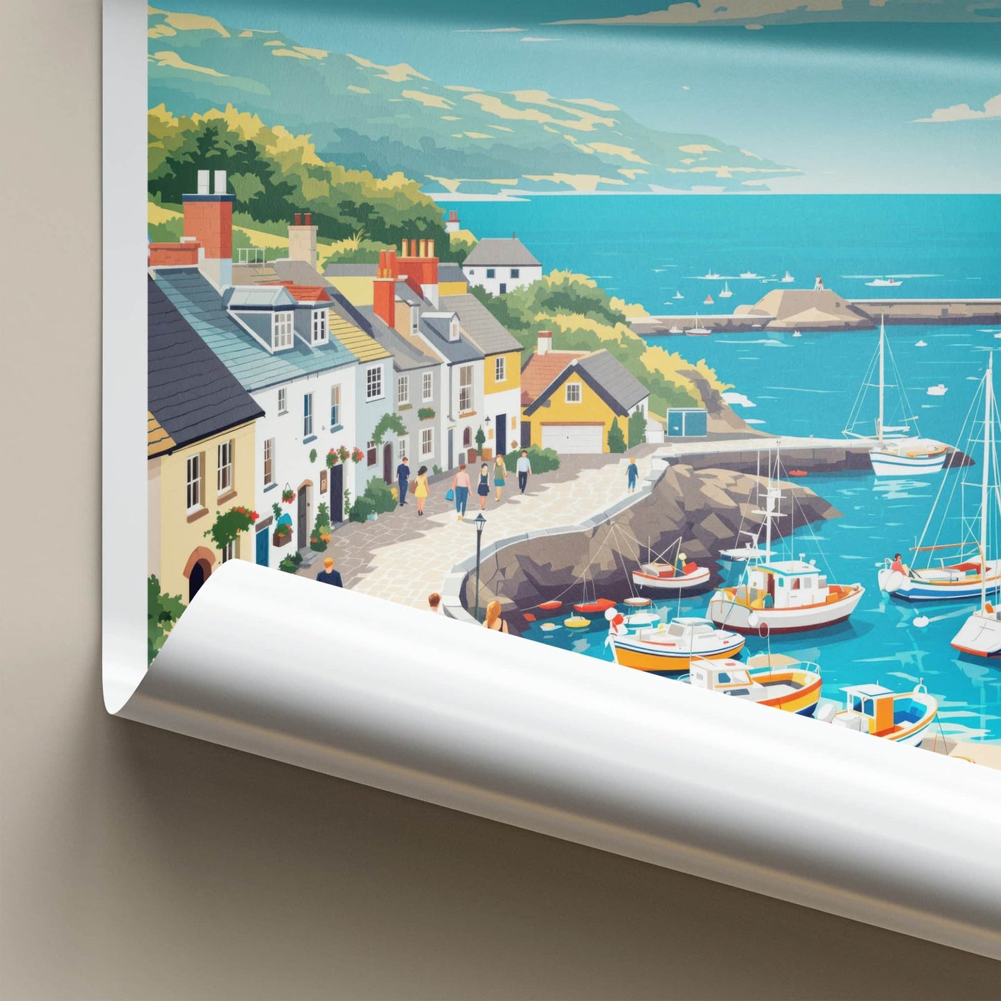 St Ives Poster - England Travel Art - Quaint Harbor Scene Home Decor