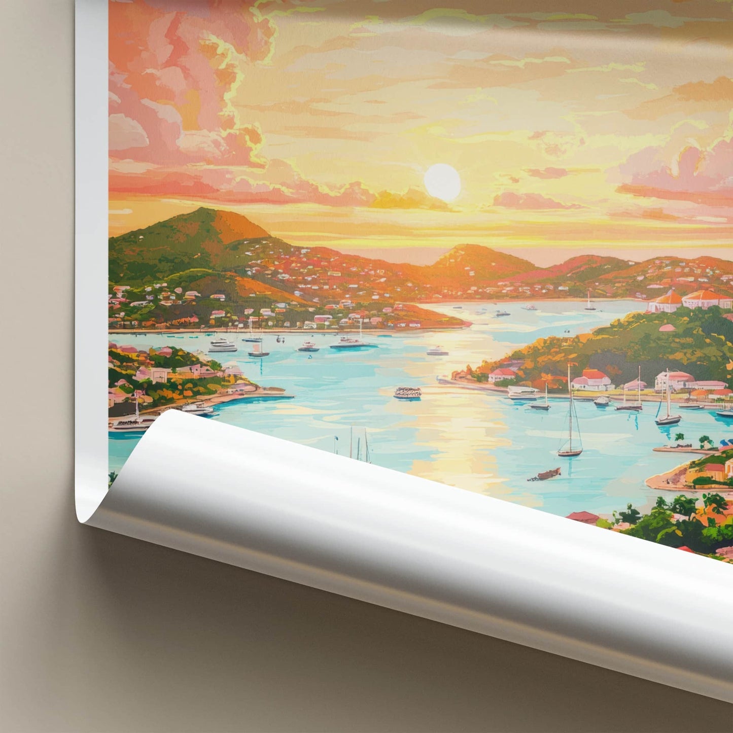 St Johns Poster - Antigua And Barbuda Wall Art - Vibrant Sunset Harbor Gallery Art
